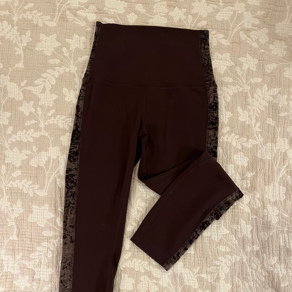 lululemon athletica Brown Leggings with Velvet Accents